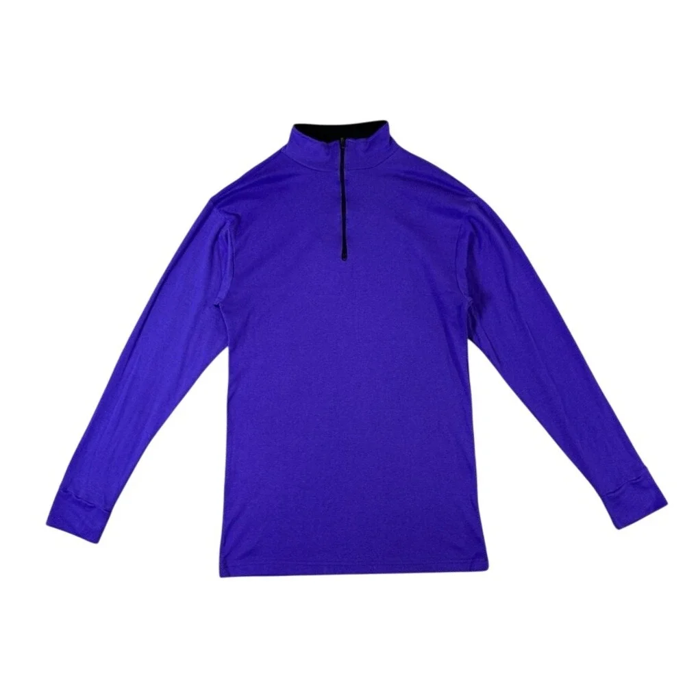 Vintage REI Purple Quarter Zip Pullover Mock Neck Long Sleeve Outdoor Shirt Sml